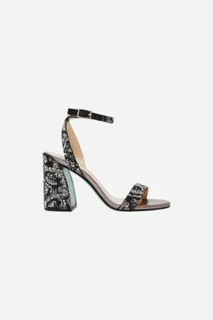 Betsy Johnson Jet Rhinestone Sandal in Snake