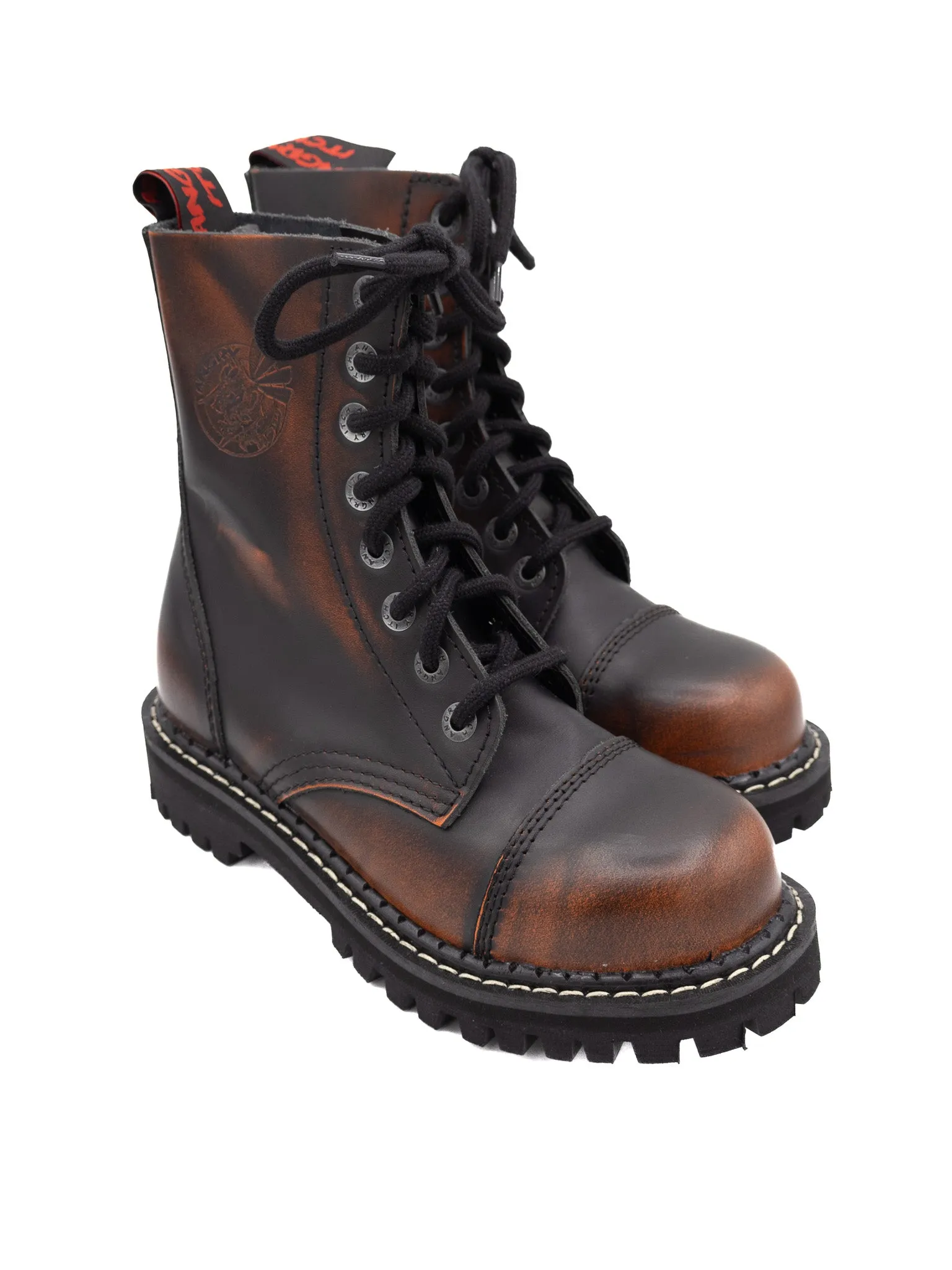 Blood Orange Leather Combat Boots ANGRY ITCH