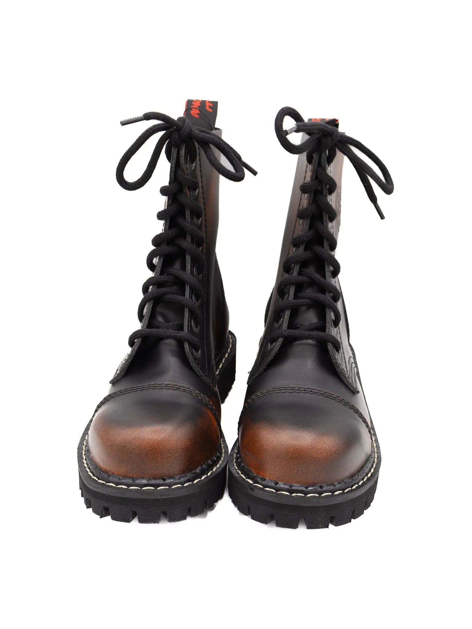 Blood Orange Leather Combat Boots ANGRY ITCH