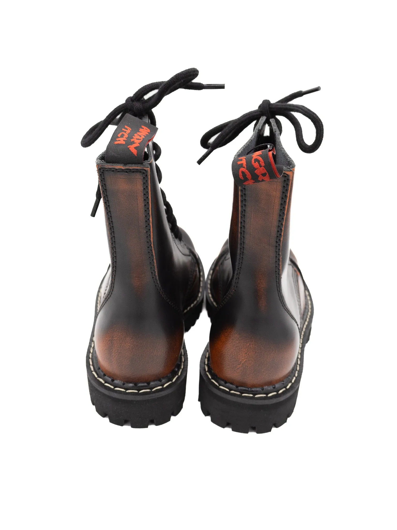 Blood Orange Leather Combat Boots ANGRY ITCH