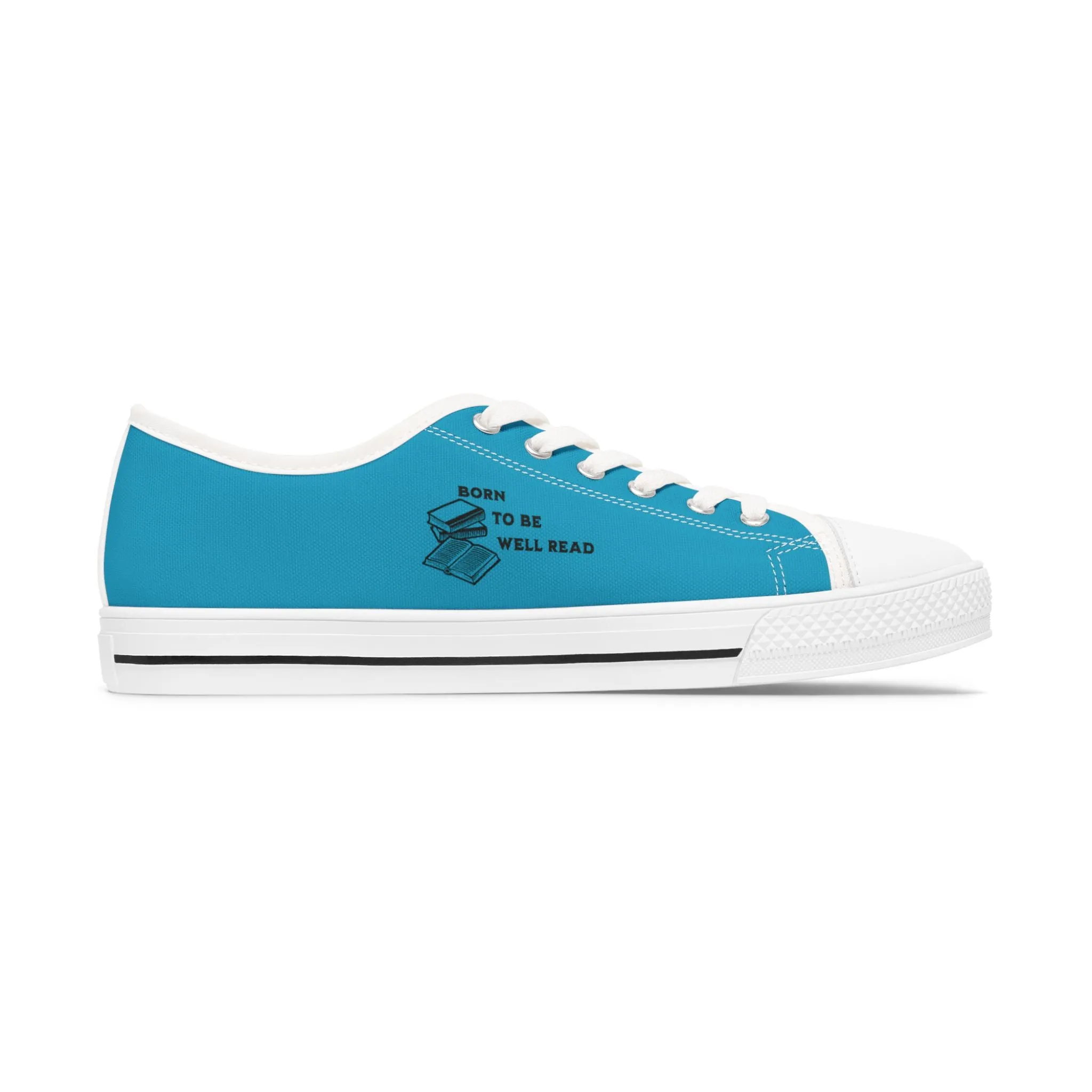 Born To Be Well Read - Turquoise Women's Low Top Sneakers