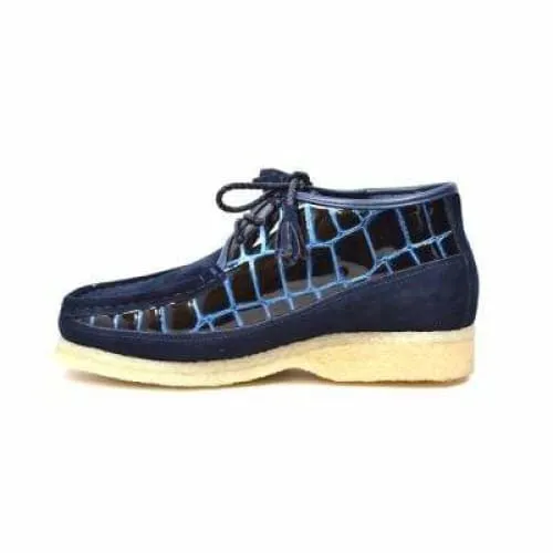 British Walkers Knicks Croc Men's Navy Blue Crocodile Leather and Suede