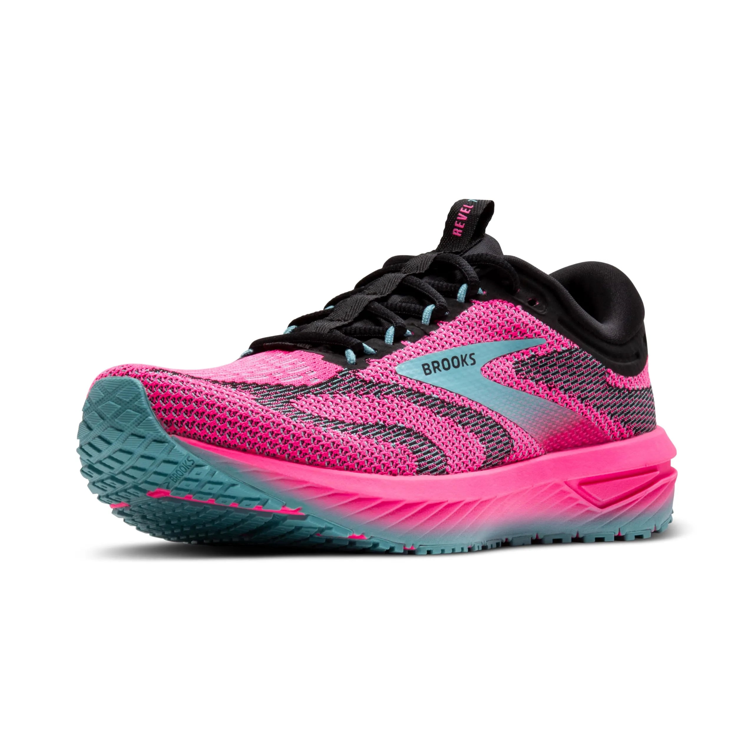 Brooks Women’s Revel 7 Neutral Running Shoe - Knockout Pink/Black/Aqua - 9 Medium