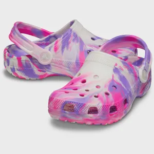 Classic Glow Marbled Clog Kids - pink crush/multi