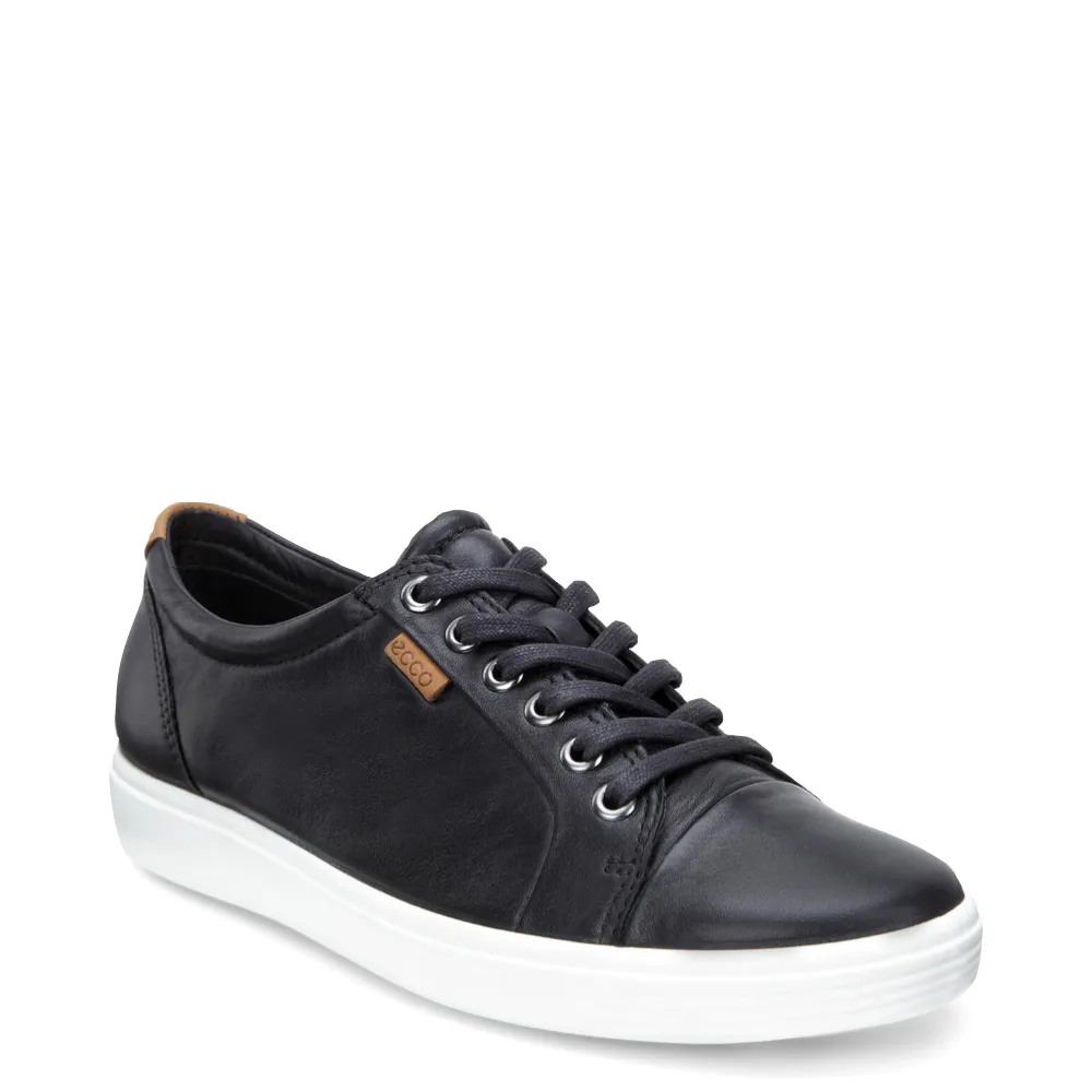 Ecco Women's Soft 7 Leather Lace Sneaker in Black