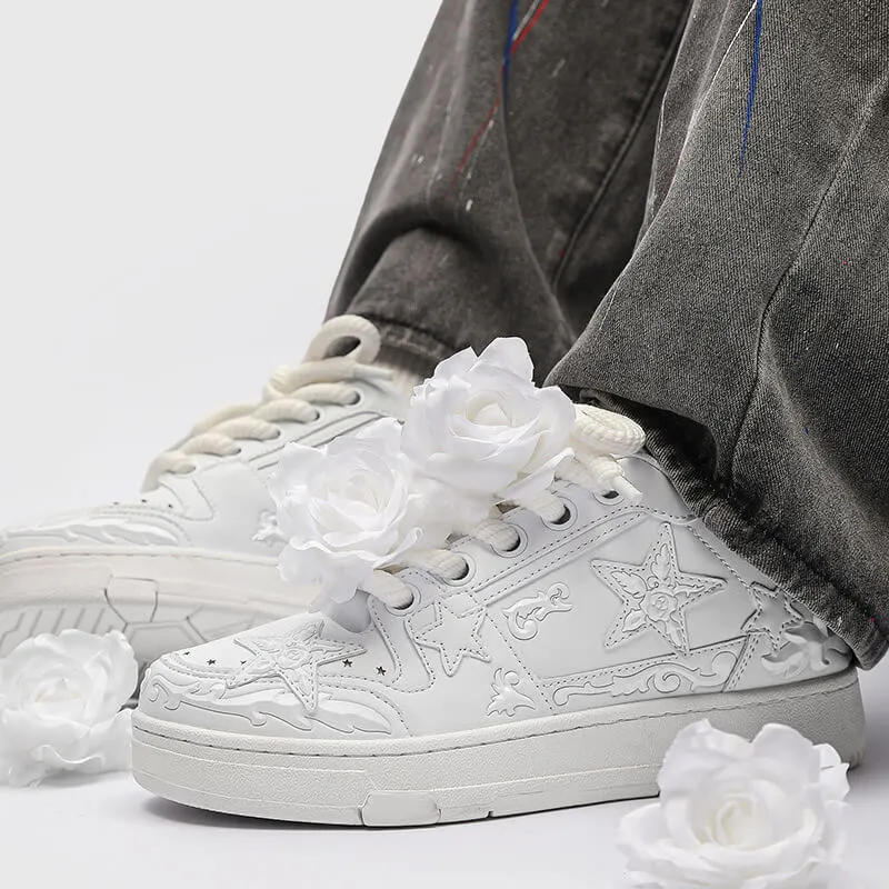 Embossed Art Inspired Sneakers White