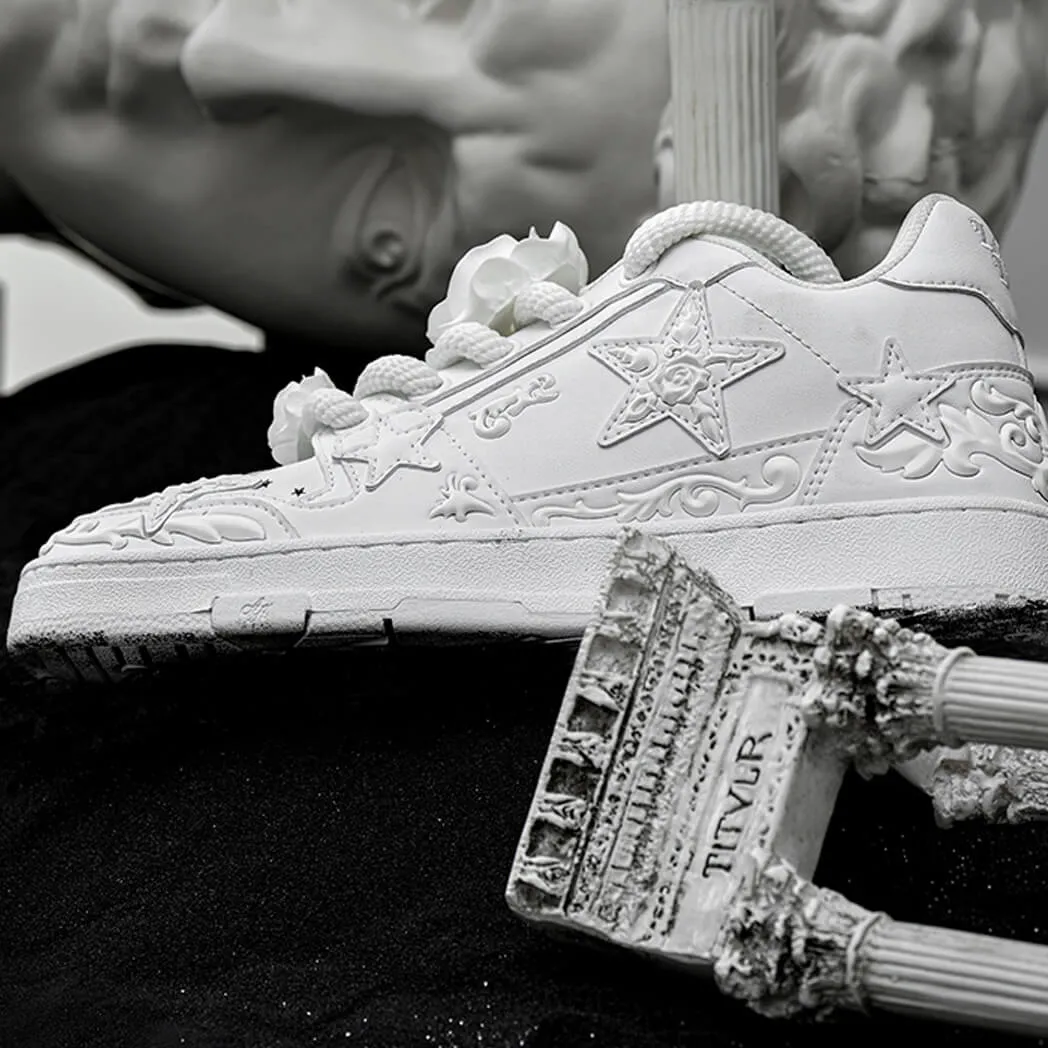 Embossed Art Inspired Sneakers White