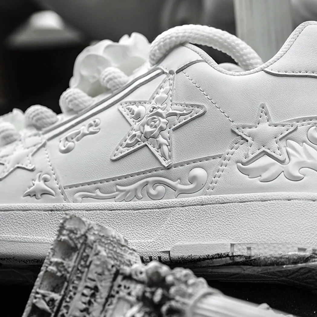 Embossed Art Inspired Sneakers White