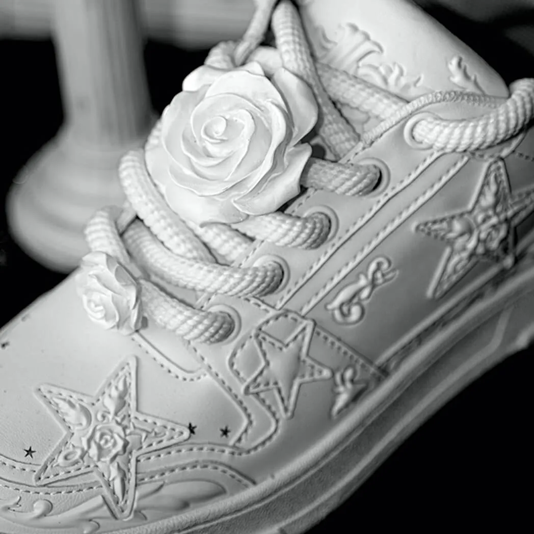 Embossed Art Inspired Sneakers White