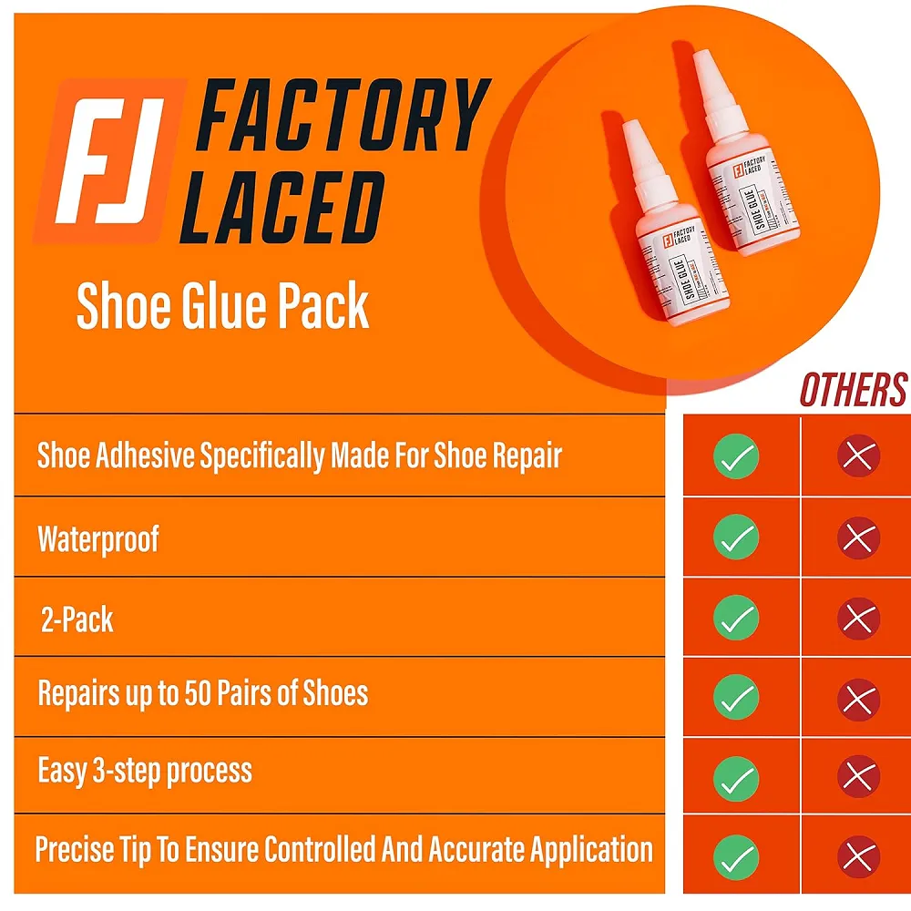 Factory Laced Shoe Glue | 2 Pack Sandals Adhesive for Shoe Repair and More | Waterproof Glue