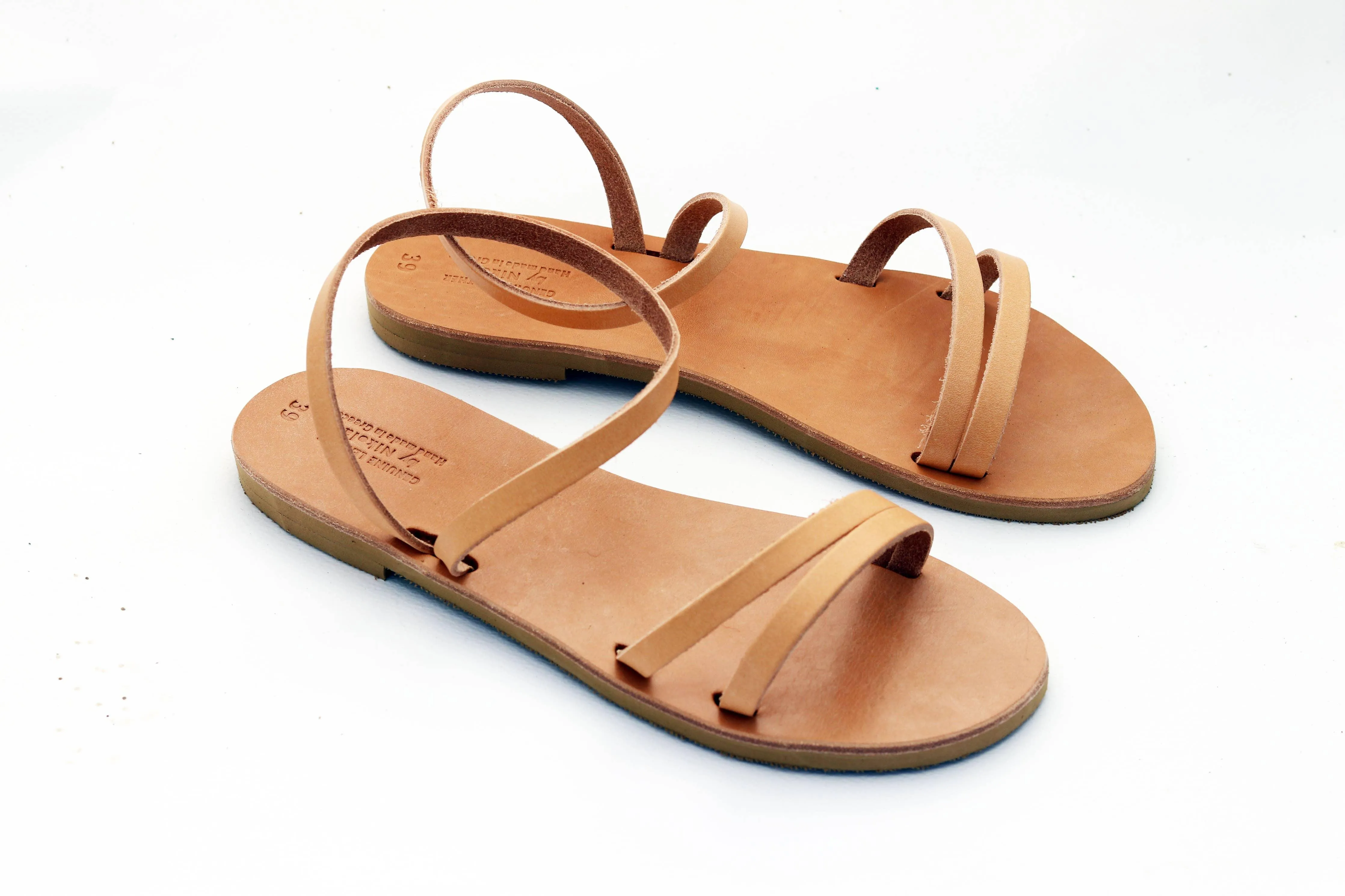 Forma Artisan Series : Ankle Wrap Greek Sandals (Natural Tan)