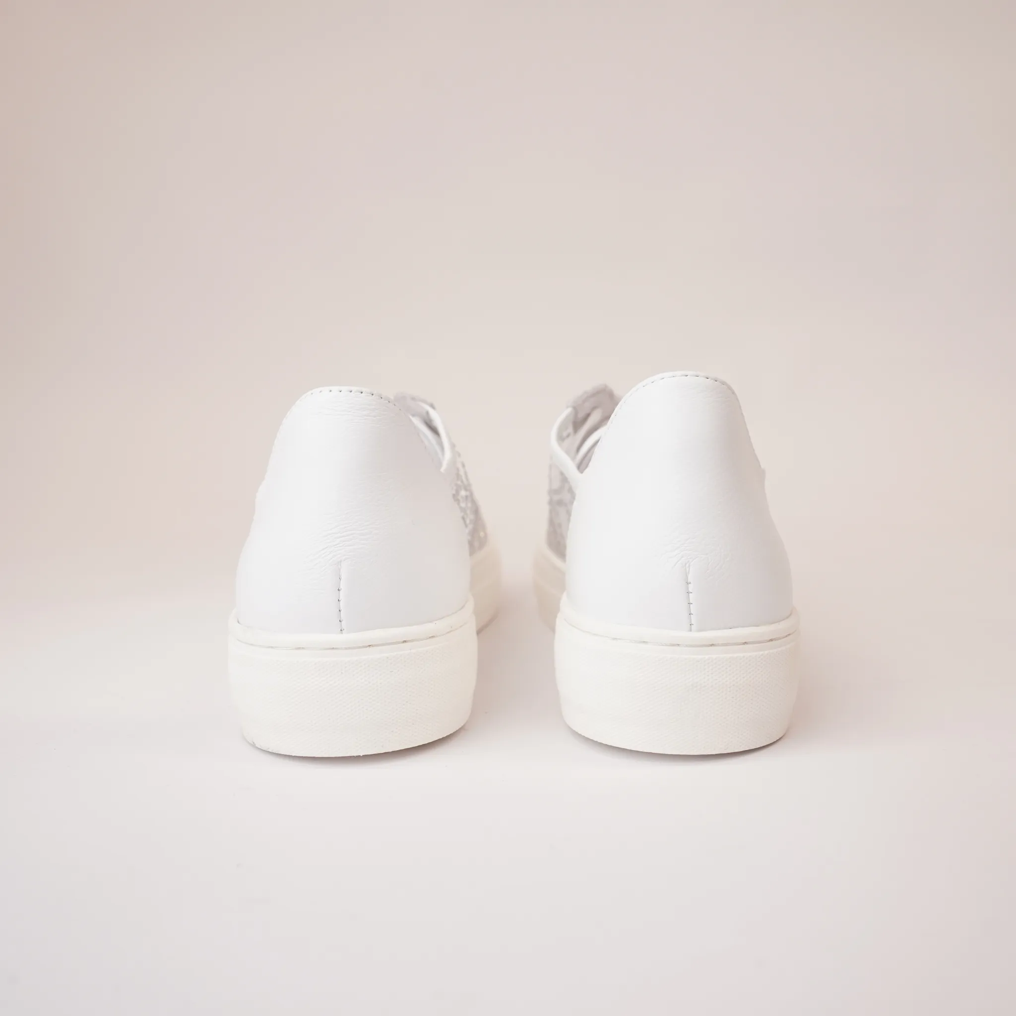 Fresno White Leather Mesh Sneakers