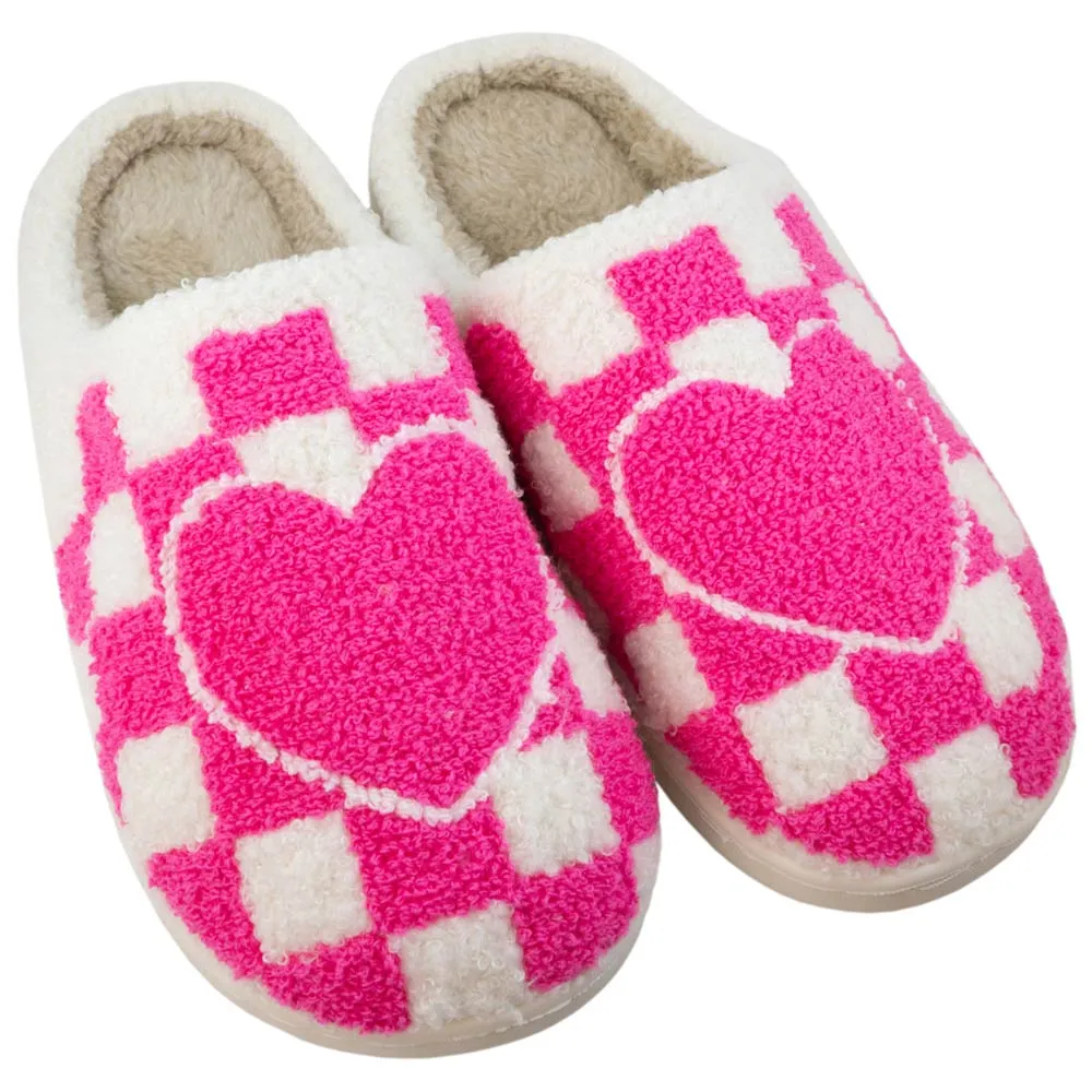 Hot Pink HEART CHECKER Wholesale Slippers Shoes