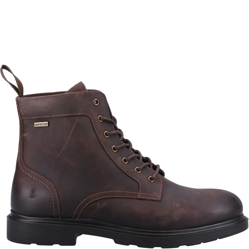 Hush Puppies Porter Mens Brown Leather Waterproof Lace Up Ankle Boots