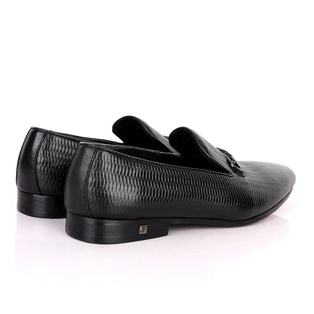 John Foster Inter Woven Design Leather Shoe-Black