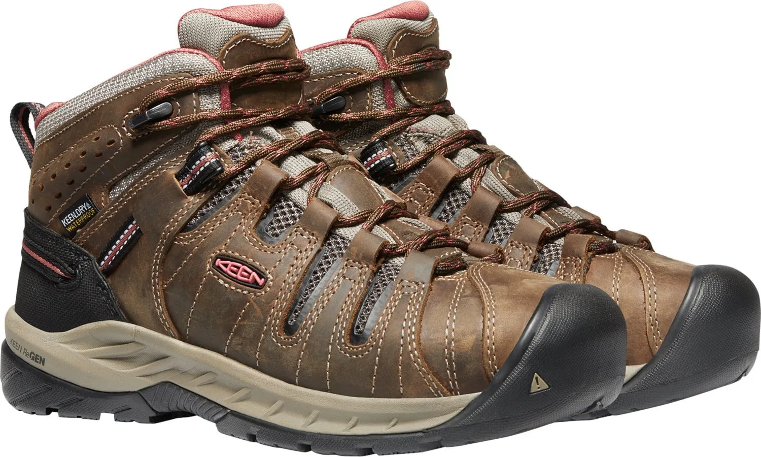 Keen Utility Womens Flint II Mid WP Cascade Brown/Brick Dust Leather Work Boots