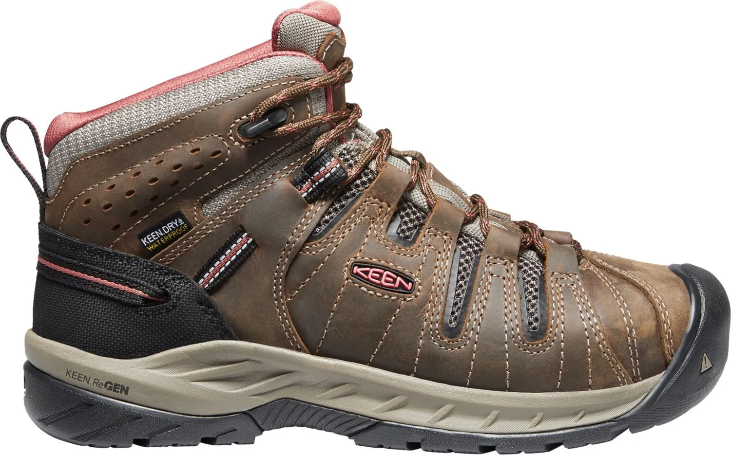 Keen Utility Womens Flint II Mid WP Cascade Brown/Brick Dust Leather Work Boots