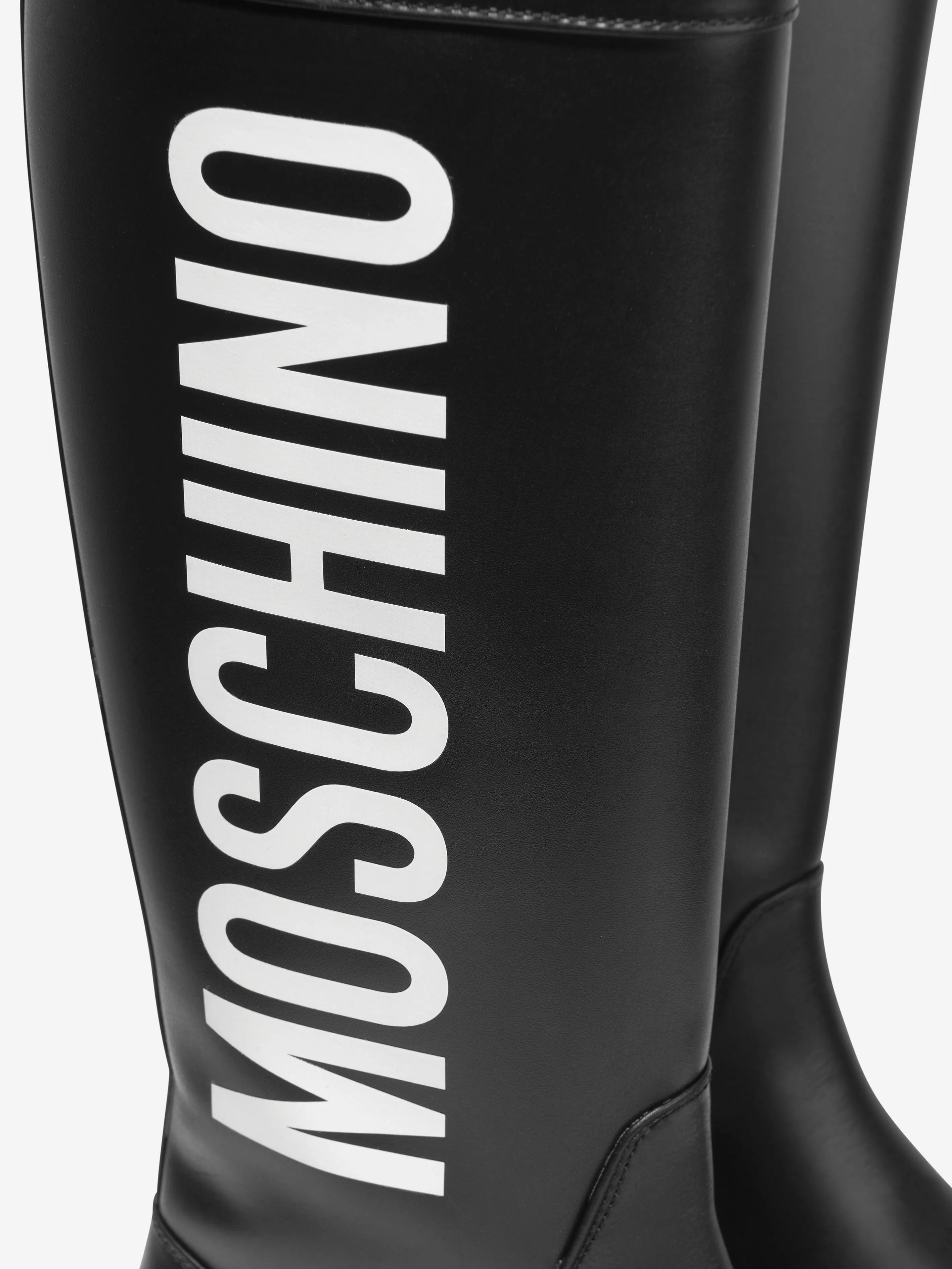 Moschino Girls Leather Maxi Logo Long Boots