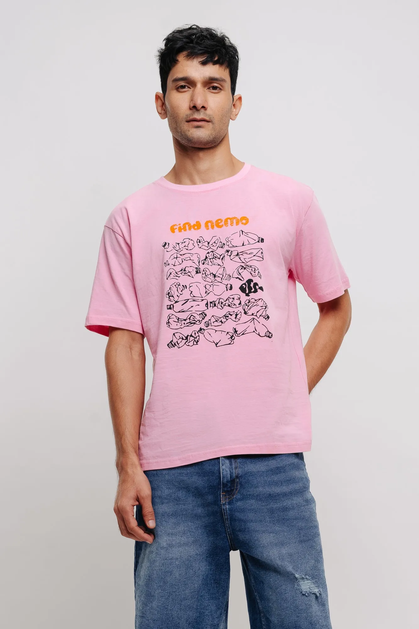 Nemo Pink Men's Oversized Tees