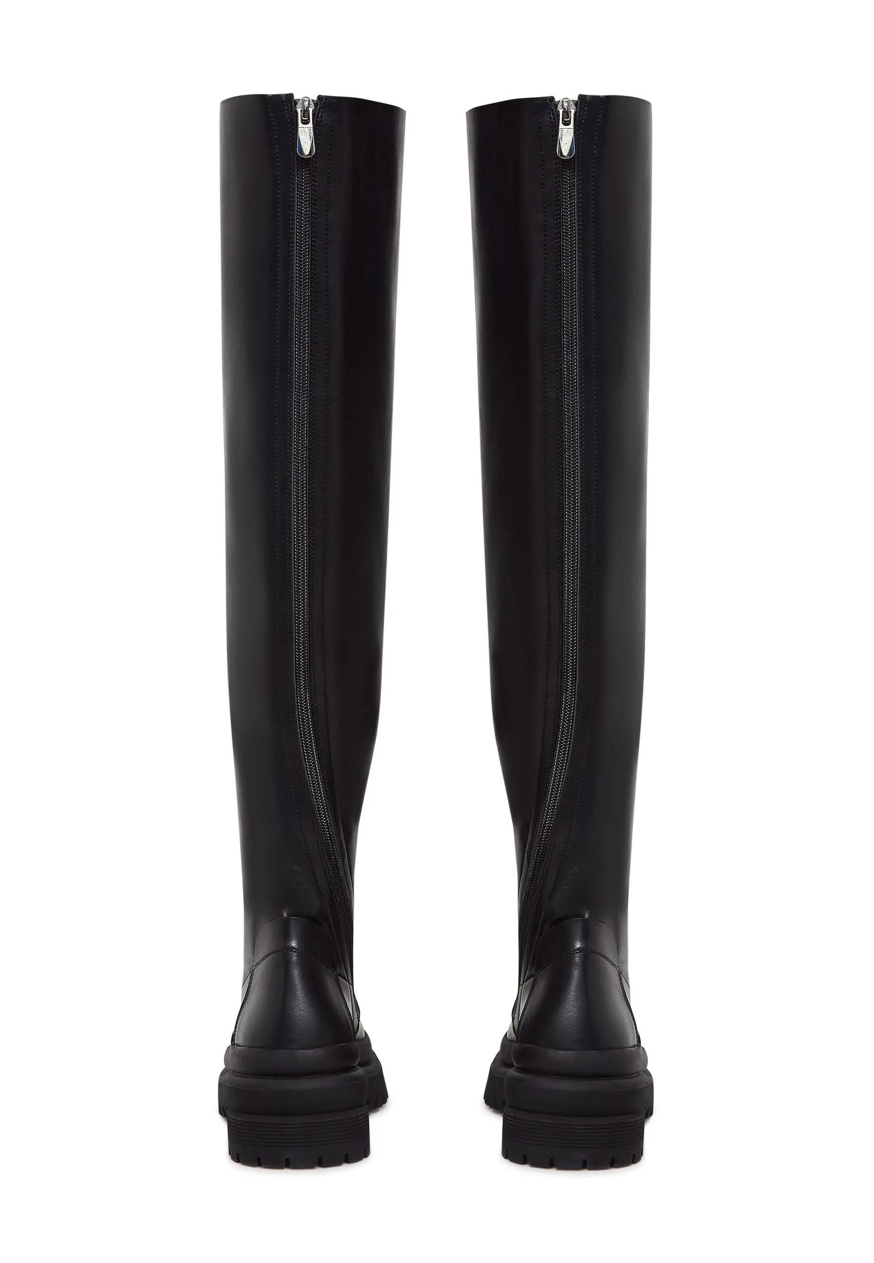 Over-The-Knee Leather Platform Boots