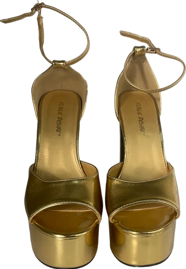 Public Desire Gold Platform Heels UK 5