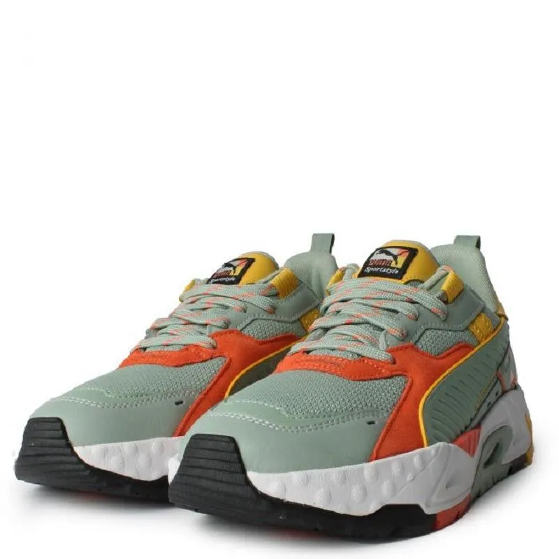 Puma Men's RS TRCK Brand Love Shoes - Green Fog / Hot Heat / Yellow Sizzle