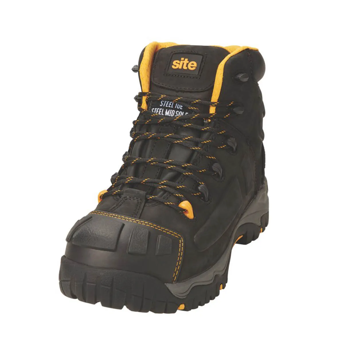 Site Safety Boots Mens Standard Fit Black Leather Waterproof Steel Toe Size 6