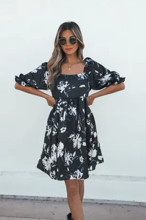 Stacey Black Floral Mini Dress