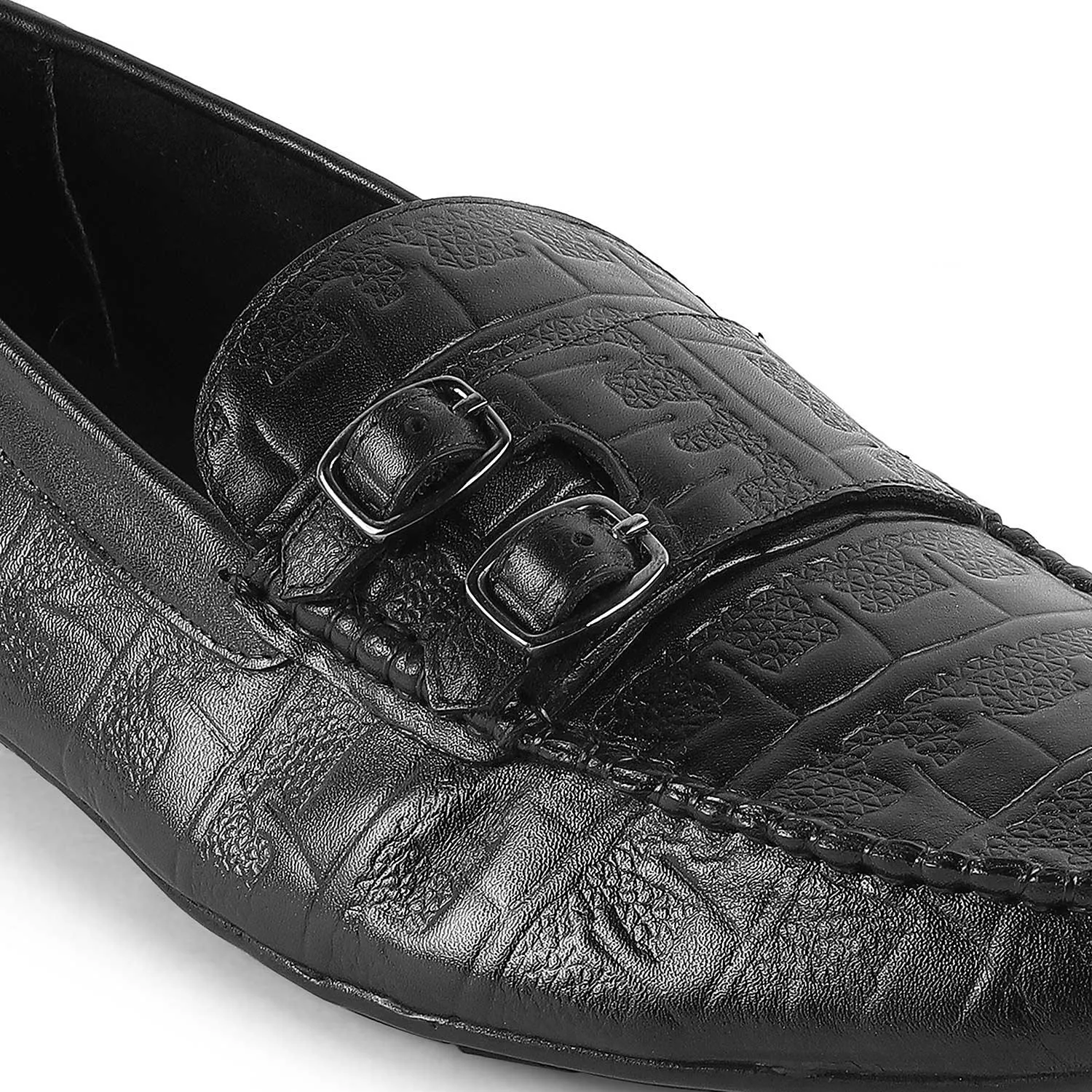 Tresmode Gioia Black Men's Double Monk Shoes