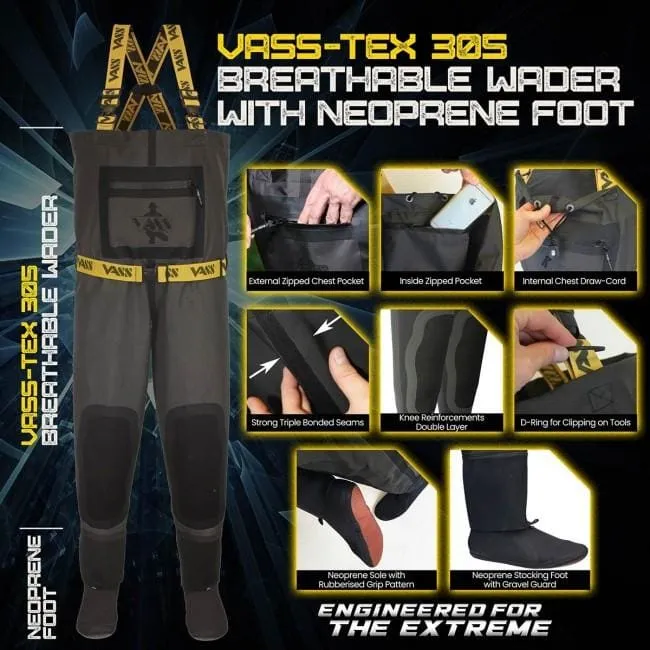 Vass-Tex 305 5L Tough Breathable Chest Wader with Neoprene Stocking Foot