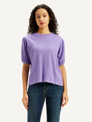 Women's Textured Lavender Crew Neck Top